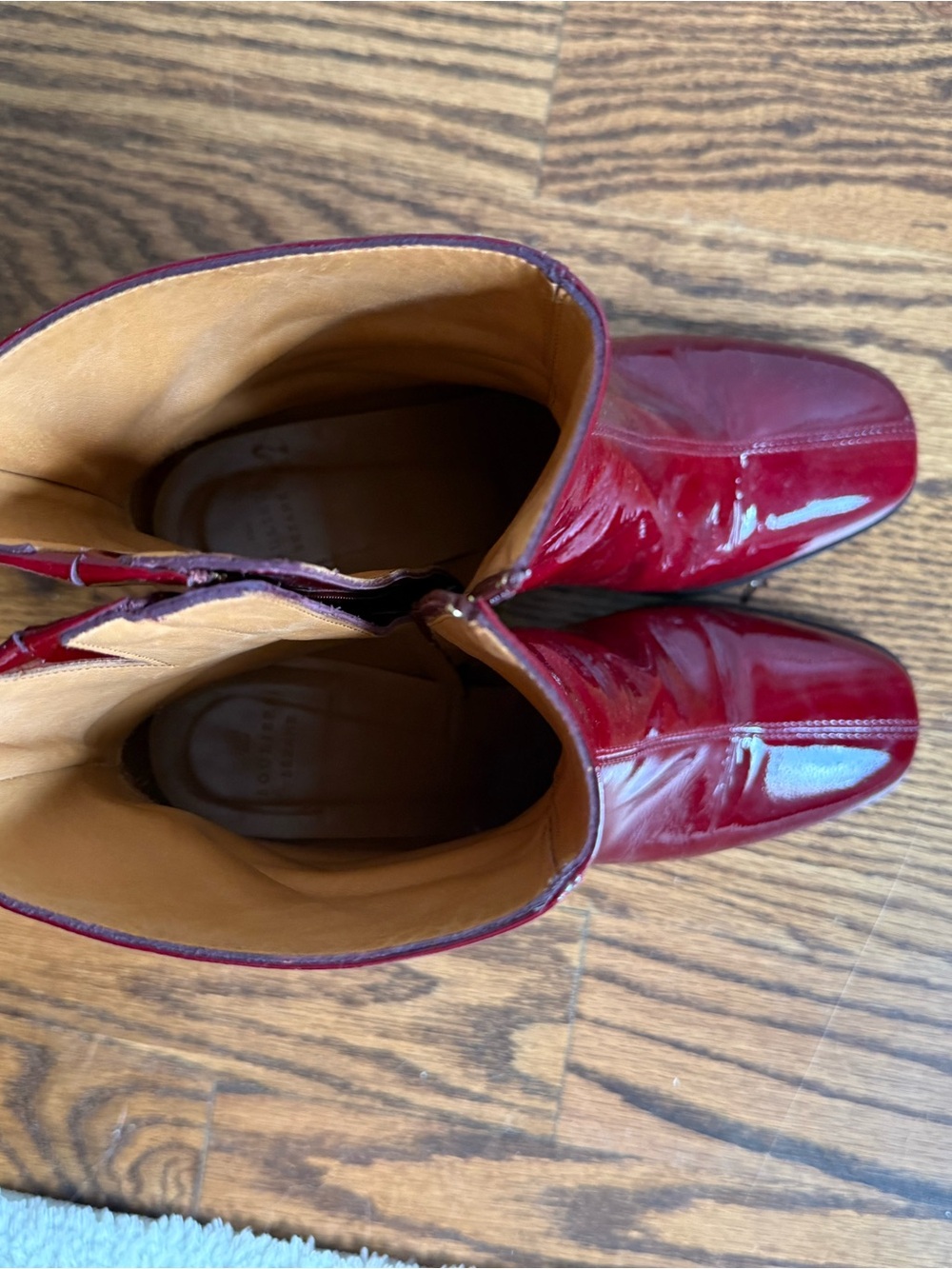 Sezane Burgundy Patent Ankle Boots - Picture 7 of 8